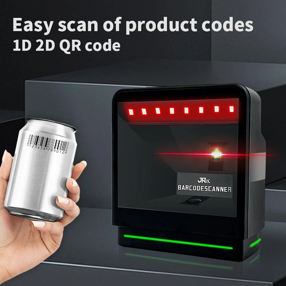 1D 2D Desktop Barcodescanner QR-codelezer Omnidirectioneel Intelligent Sensor Scannen Bekabelde USB Desktop Handsfree Auto-sensi