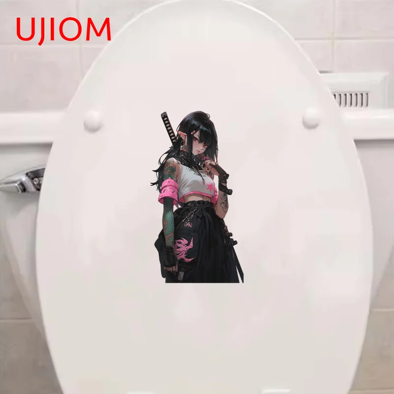 UJIOM Cool Girl Swordsman Wall Sticker Premium Attractive Design Customizable Edgy Decal Suitable For Computer Case Home Decor