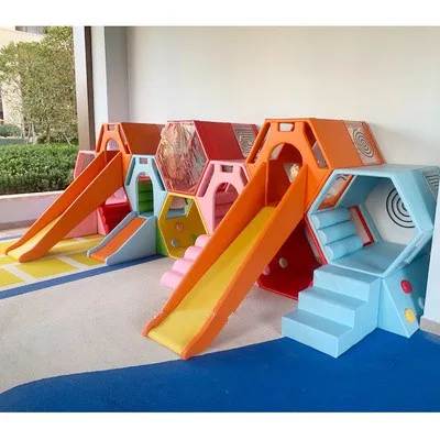 Solitaire games, children training equipment and early education center, indoor combined soft bag climbing and sliding toys.