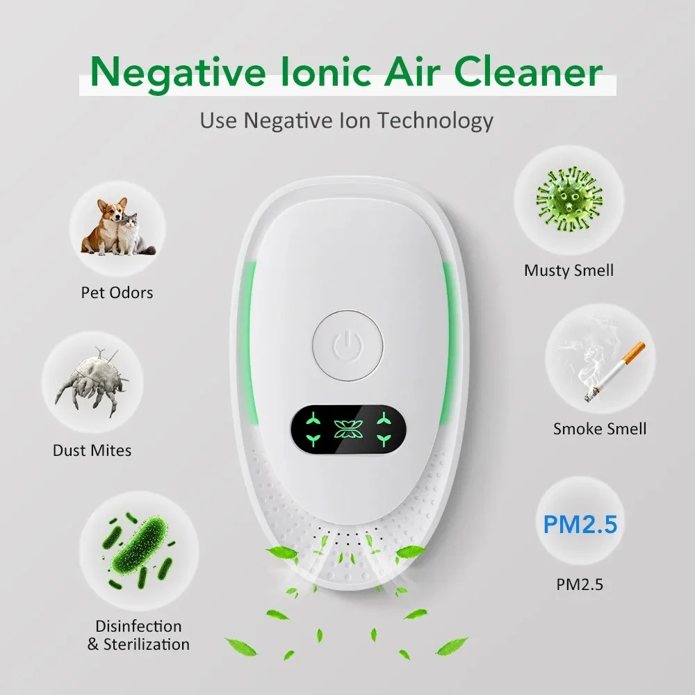 Plug-in purificador de ar gerador de íons negativos mini ionizador de ar poeira fumaça odor remover para casa banheiro pet purificador de ar ambientador