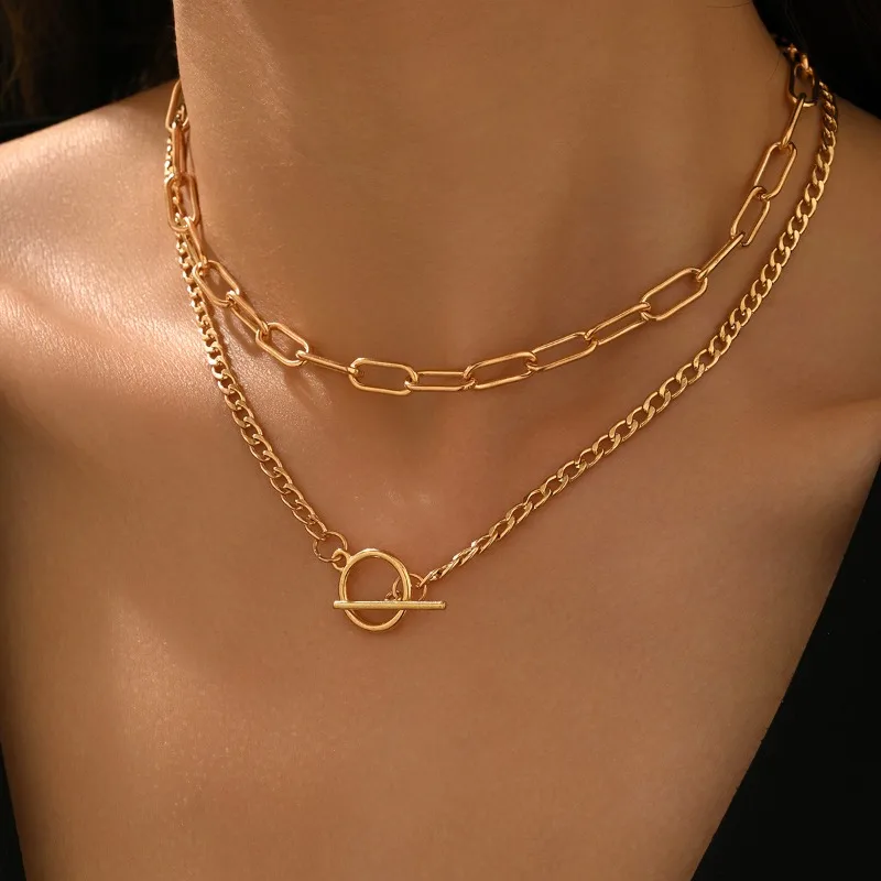 

OT chain necklace with high-end feel, layered and stacked collarbone chain, versatile commuting accessory