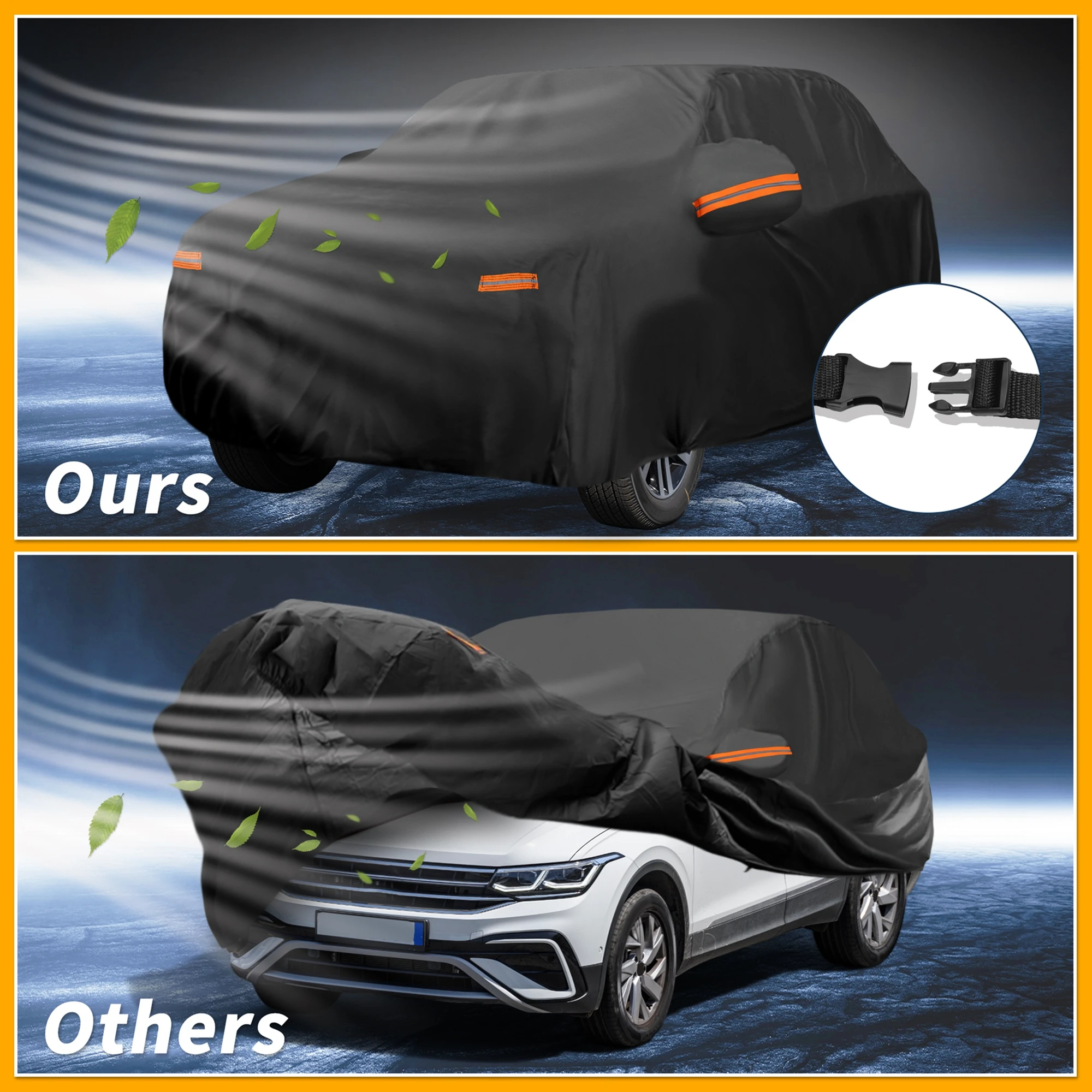 Uxcell Cubierta de coche impermeable para todo tipo de clima para Volkswagen Tiguan Swb 2017-2024 210D-Pu
