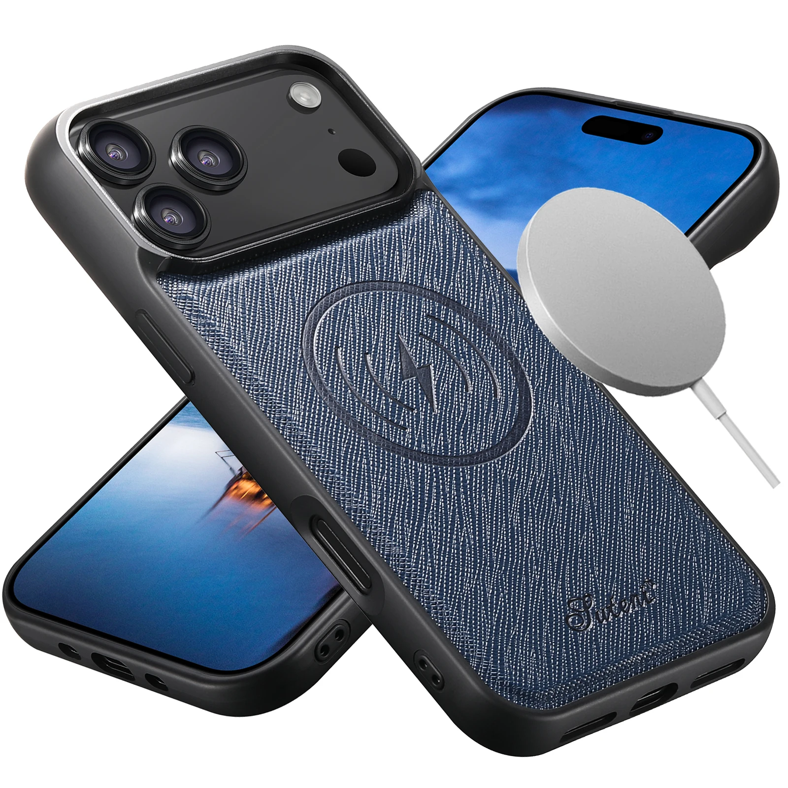 SUTENI Luxus-Kunstleder-Handyhülle mit Magnet und kabelloser Ladefunktion, mattiertes Finish für iPhone 18 Pro Max 16 Plus 15 14 13 12