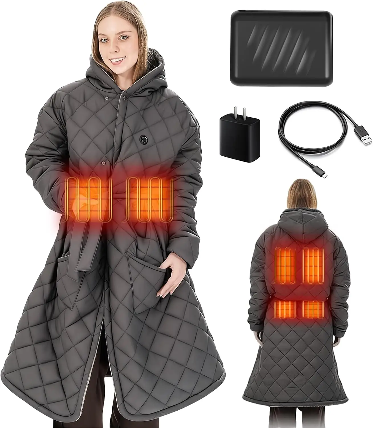 

Перезаряжаемое одеяло-накидка с подогревом, 20000 мАч, для женщин, для улицы, зима, тепло, 45x32 дюйма