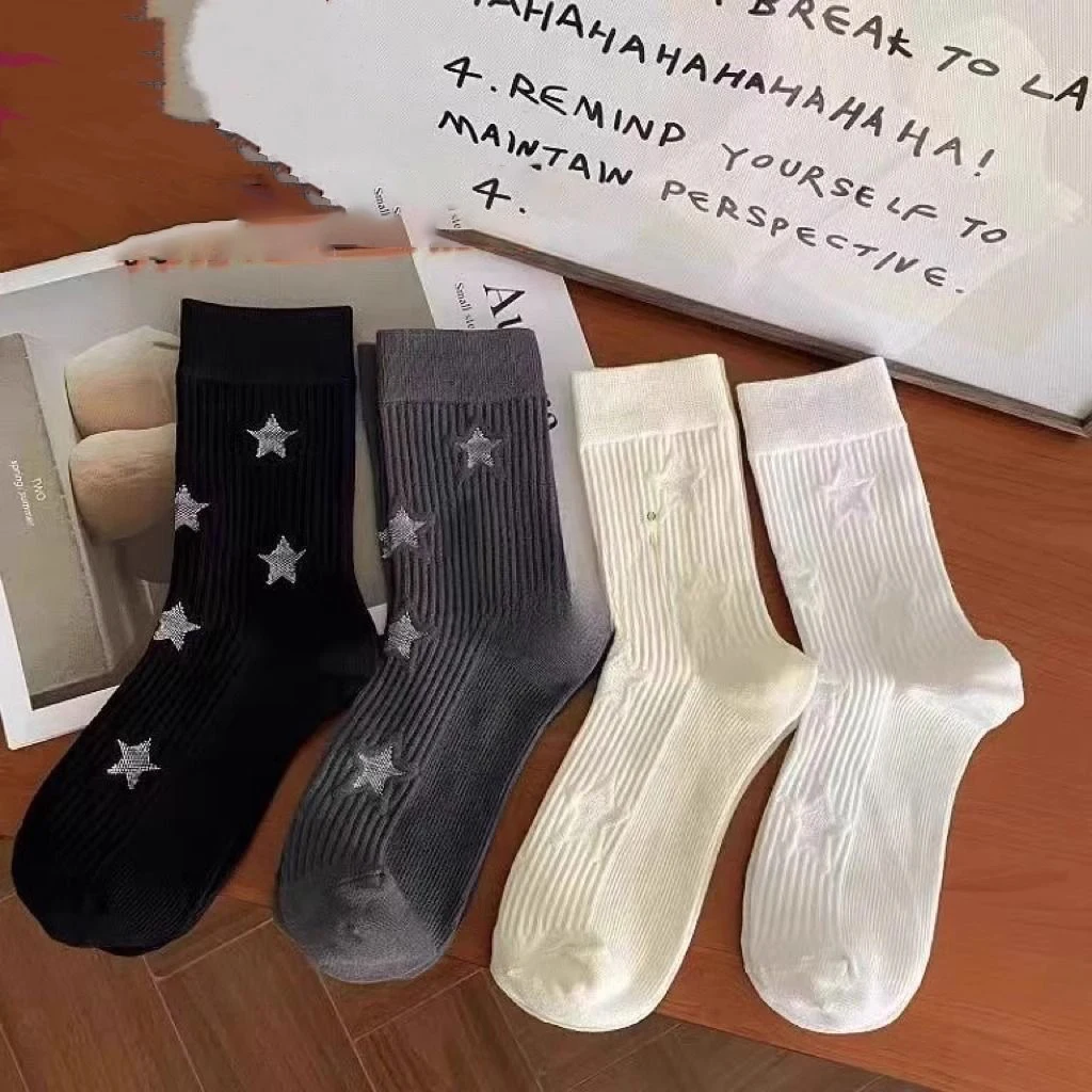 

Комплект из 5 пар женских носков в Корейском стиле Star Kawai, высококачественные носки средней длины, простые кавайные милые удобные персонализированные носки для девочек