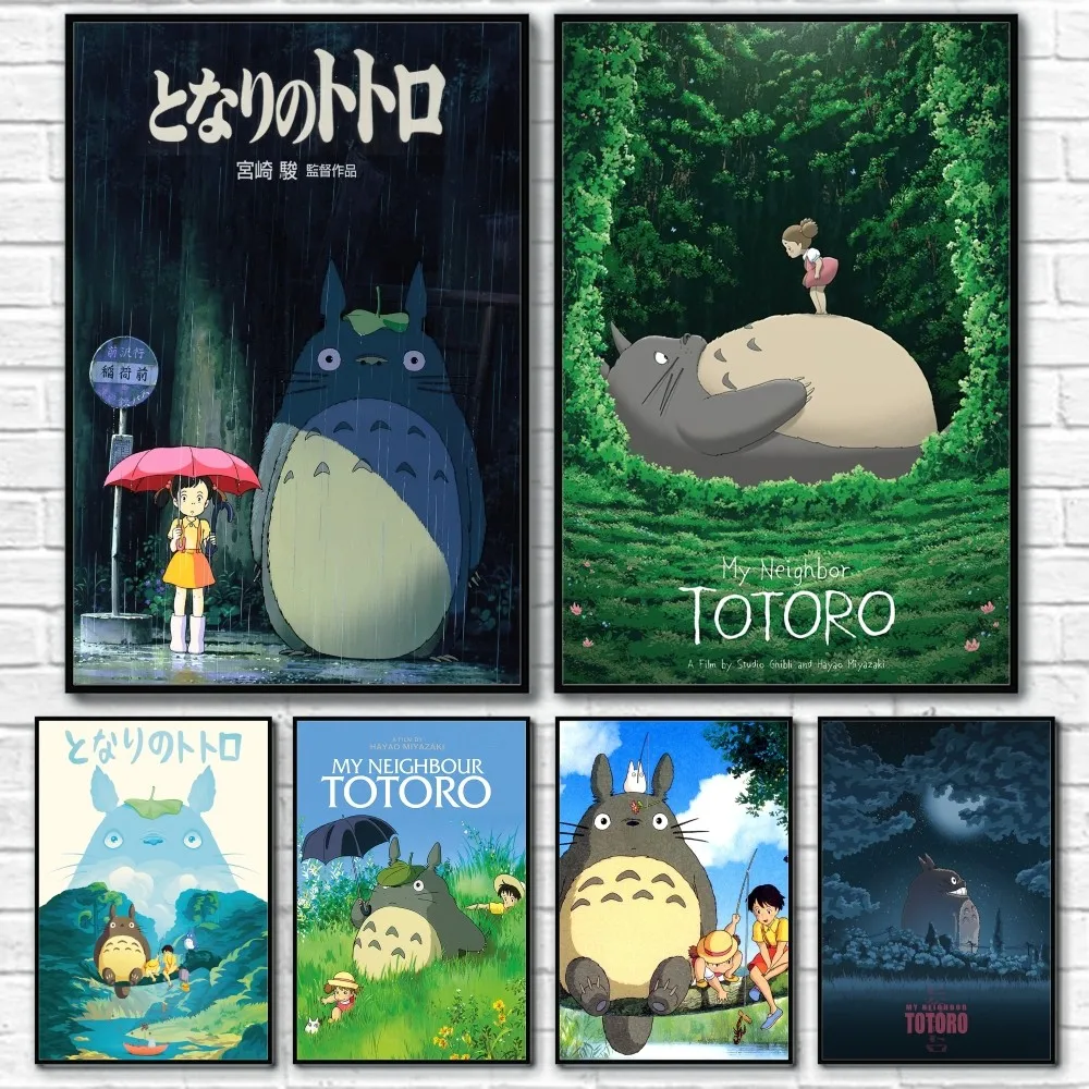 Anime My Neighbor T-Totoro Cute HD  Poster Sticky Wall Art Printing Waterproof Home Living Bed Room Bar Aesthetic Decor