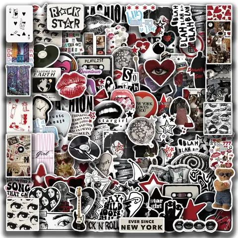 Bilashmart 10/50/100/150pcs Downtown Y2K Girls Aesthetics Retro Graffiti Stickers Phone Guitar Laptop Suitcase Waterproof Sticker Kids Toy