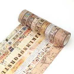 1 pièce Autocollants décoratifs de la jetée anglaise Rero Kraft, timbres de la carte, ruban adhésif Washi, ruban de masquage mignon, papeterie de journalisation, 10m