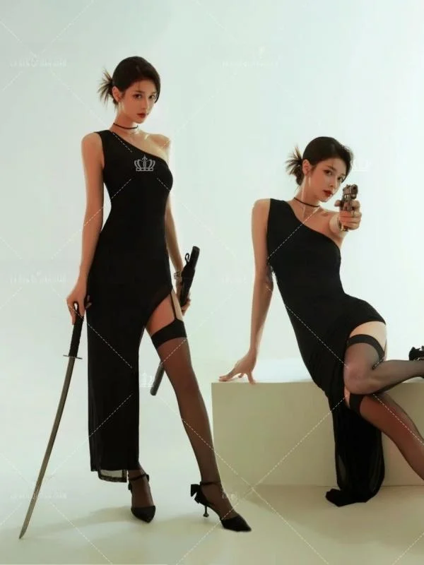 

Сексуальное платье с открытыми плечами для фотосессий, стройнящая одежда для студийной съемки, художественные портреты, премиум-класс, абсолютно новинка осени 2024 года