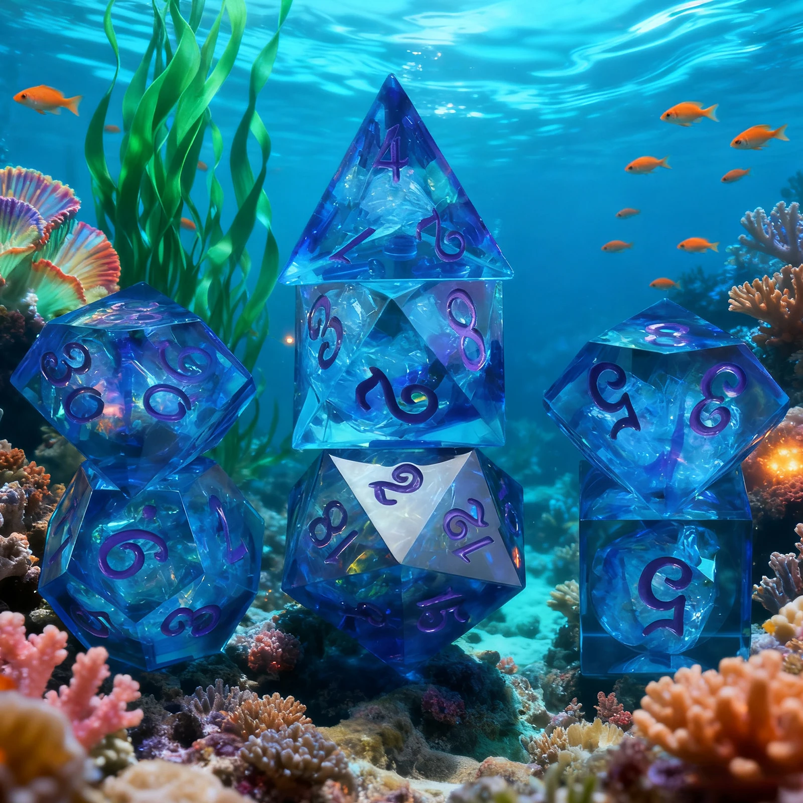 

Набор из 7 предметов, синие прозрачные многогранные игральные кости из смолы, идеально подходят для настольных игр, активного отдыха, подарки на Хэллоуин, Рождество и праздник