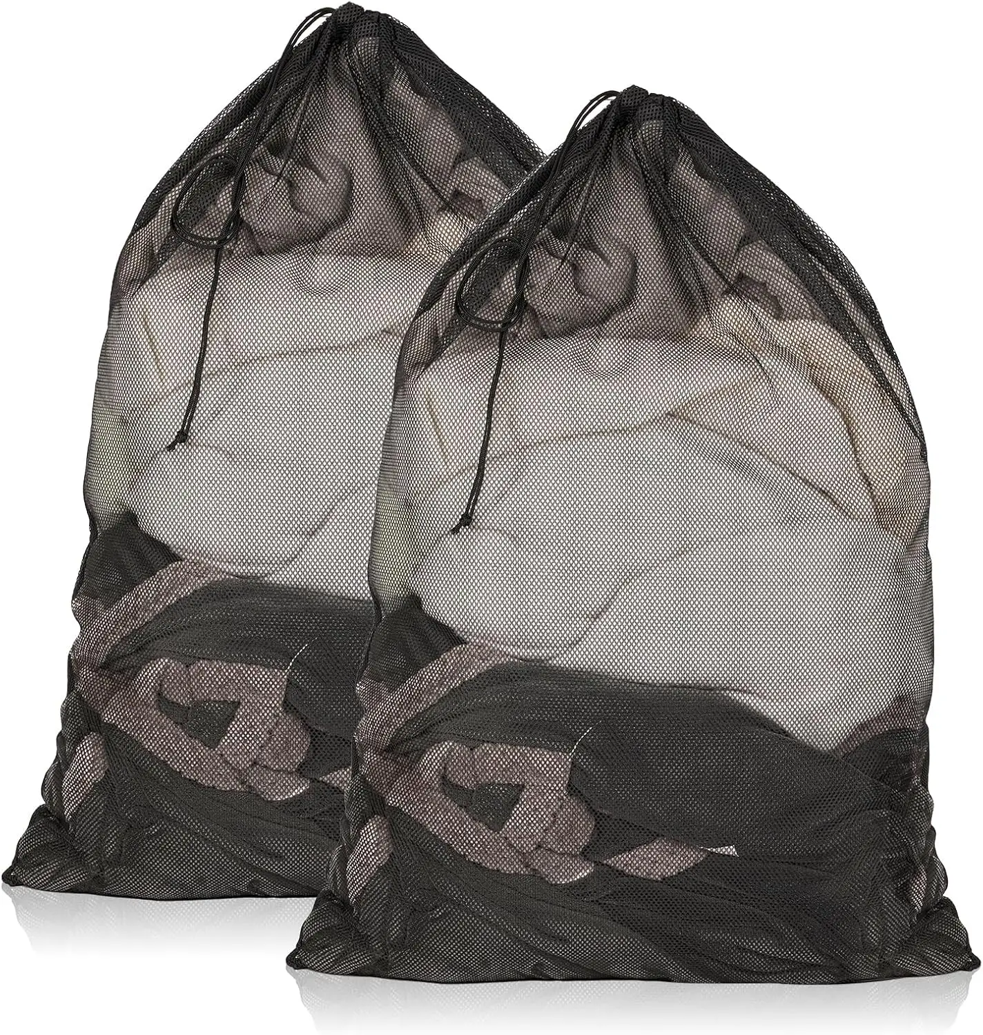 2 Pack Black Mesh Laundry Bags 23 x 34 Inches Heavy Duty Mesh Laundry Bag Large Laundry Drawstring Bag for College Dorm Travel