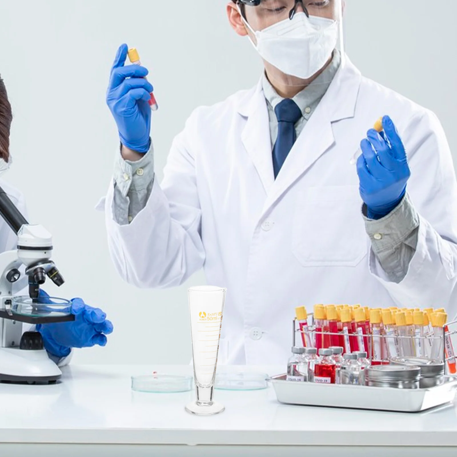 

1Pcs 50Ml Transparent Glass Beaker Graduated Measuring Cylinder with Raised Markings Stable Base for Laboratory Fluid