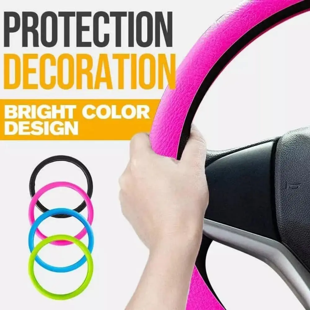 

Soft Silicone Car Steering Wheel Cover Anti-slip Protective Universal Auto Parts Steering Wheel Cover Protection for Most Cars