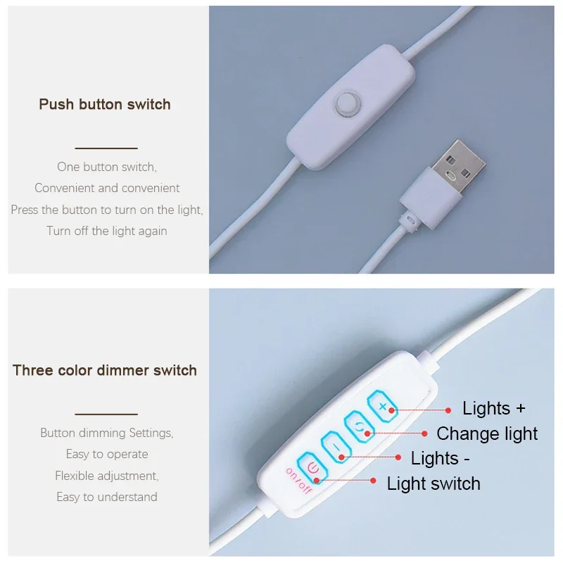 LED Table Lamps Simple USB Plug Night Light Dimmable Fabric Lampshade Bedroom Living Room Decorate Bedside Table Lights