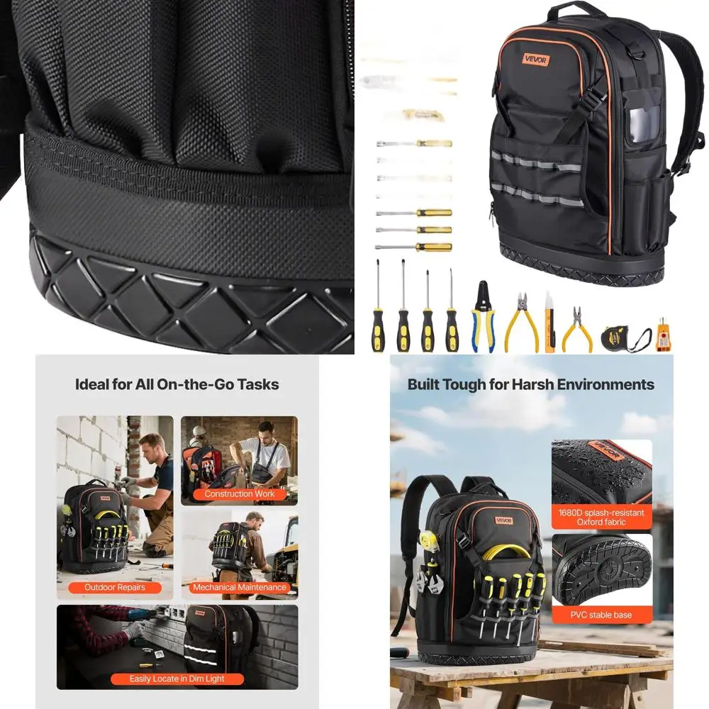 

Рюкзак для инструментов на 65 отделений, усиленный, с отделением для ноутбука и формованным дном, для электриков, ремонтников и техников систем ОВКВ