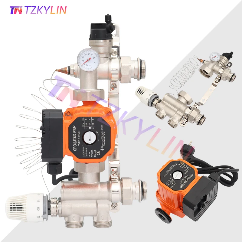 DN25 Thermostatic Pump Mixer Blender - Water Pump Blender for Underfloor Heating Manifold, Hydronic Mixing System Center