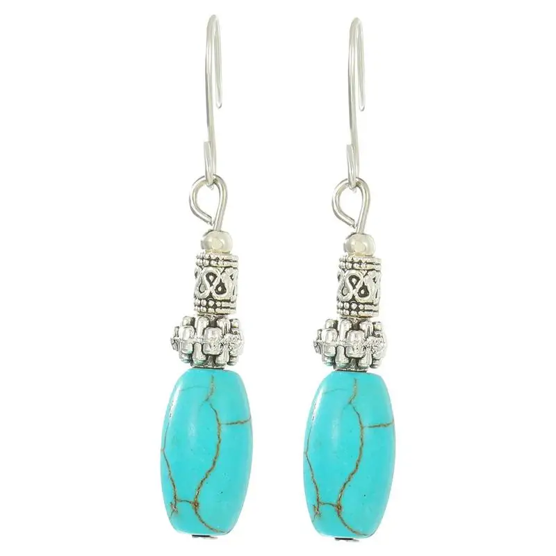 Women Western Turquoise Earrings Non-Irritating Turquoise Boho Drop Earrings Daily Fashion Accessories For Working Gathering