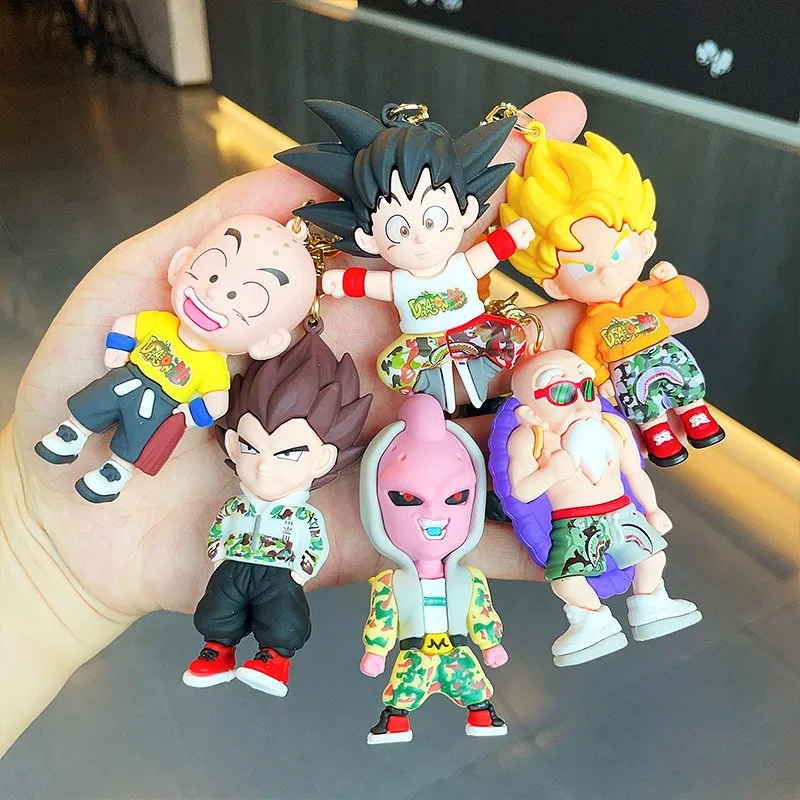 New Anime Dragon Ball Keychain Z Super Saiyan Son Goku Bulma Broly Piccolo Majin Buu Series Car Pendant Keyring Kids Toys Gifts