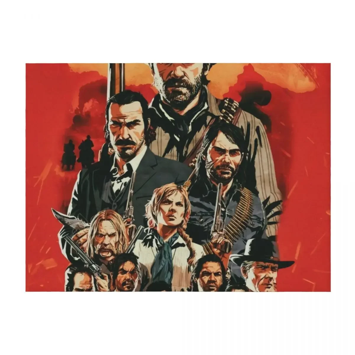 

all members art works of rdr 1 and 2 online game Throw Blanket Winter beds Quilt Retros for winter Blankets