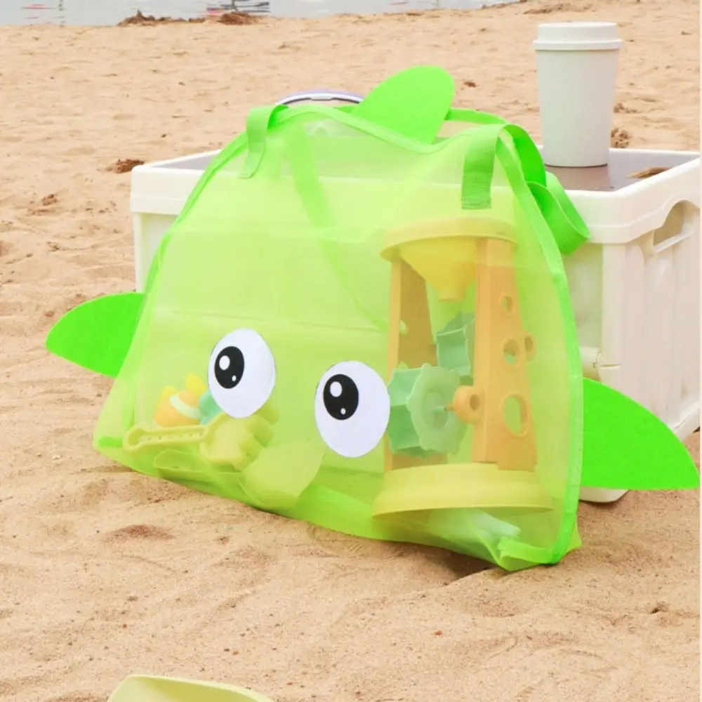 Large Capacity Summer Beach Bag Cartoon Mesh Handheld Mesh Bag Portable Lightweight Toy Storage Bag Beach Travel Outdoor Sports