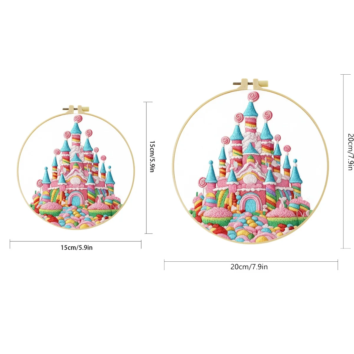 Rosa Süßigkeiten-Schloss 1 Stück DIY Stickerei-Material-Set für Anfänger Stickerei-Starter-Kit Kreuzstich-Kunst als Geschenk Nadelarbeiten – Detail 2