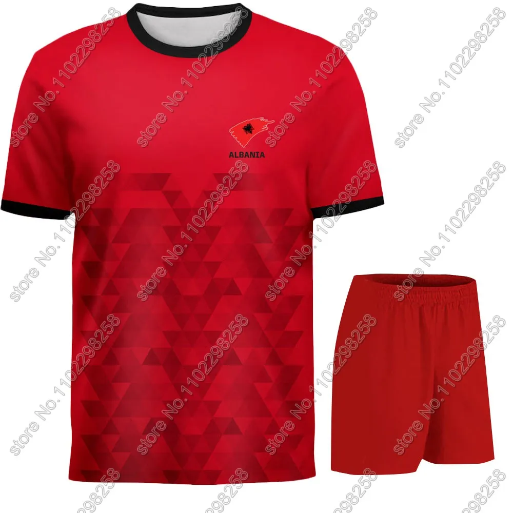 Maillot Albania National Jersey team Fans 2024 T Shirts 3D Print Mens Shorts Running Streetwear Casual Training Suit Clothe