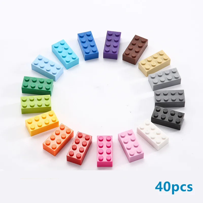 

40 шт. DIY строительные блоки MOC мелкие частицы фигурки кирпичи детали плитка 2x4 совместимы с 3001 развивающими игрушками для детей