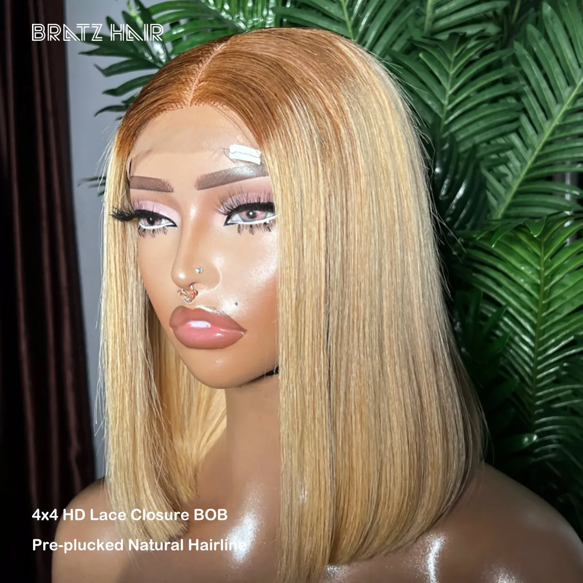 Super Double Drawn Ombre Brown Blonde Bob Wig Human Hair 13x4 HD Lace Frontal Bob Wig for Woman Glueless 4x4 5x5 Closure Bob Wig