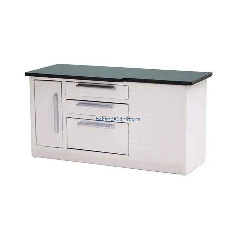 Y4UD 1:12ドールハウスミニチュアシンクストーブ収納食器棚家具の装飾