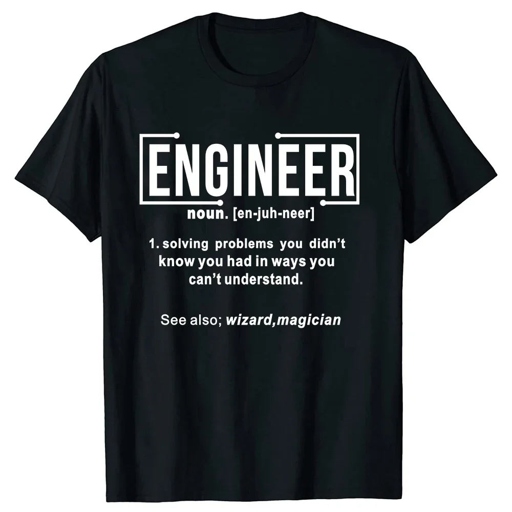 Engineer Dad Definition Noun Funny T Shirt Men Summer Cotton Harajuku Short Sleeve O Neck Streetwear Black Geek Computer T-shirt