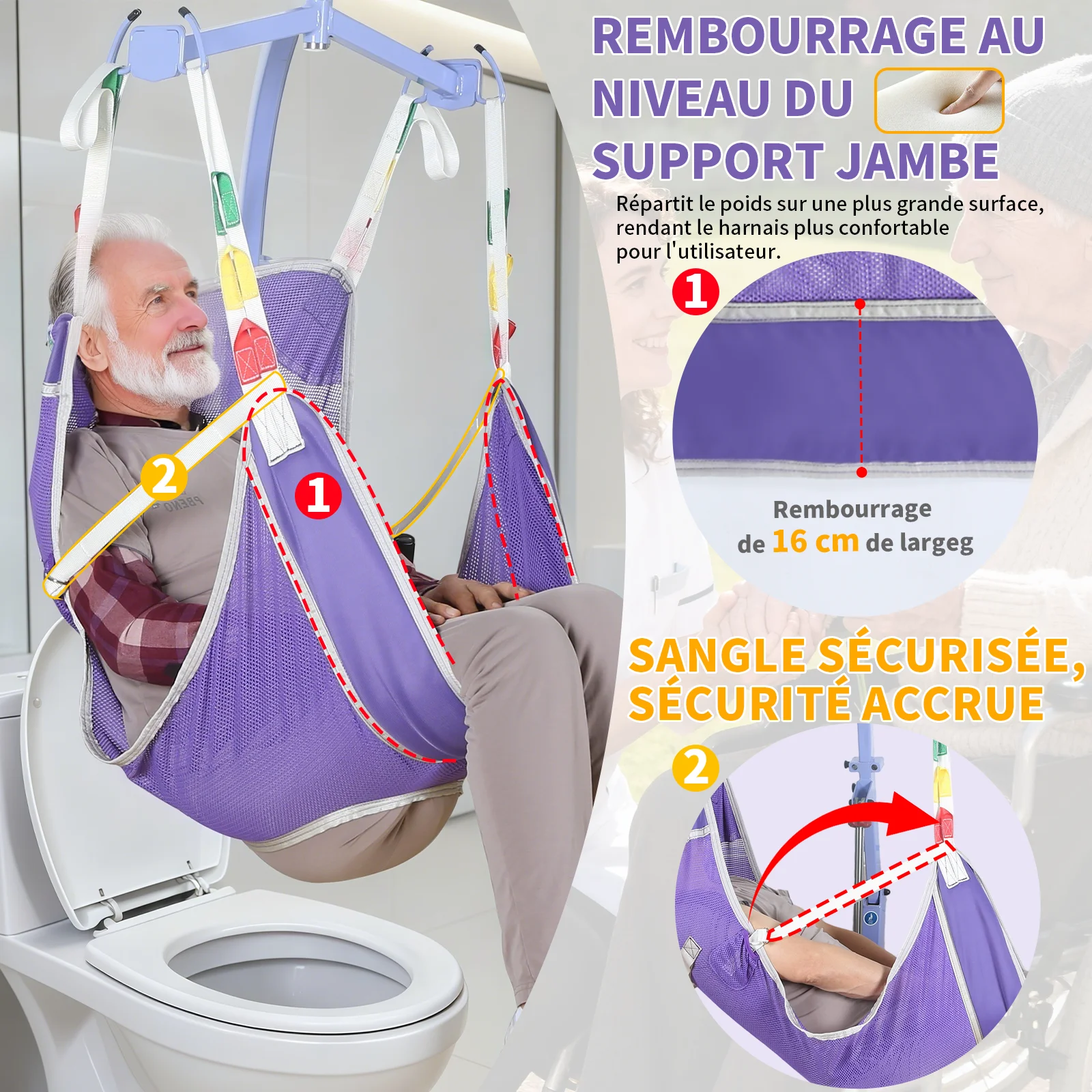 

Ehucon Patient Hoyer Lift Transfer Медицинский подъемник с отверстием для комода для пожилых баратрических инвалидов SWL 500 фунтов