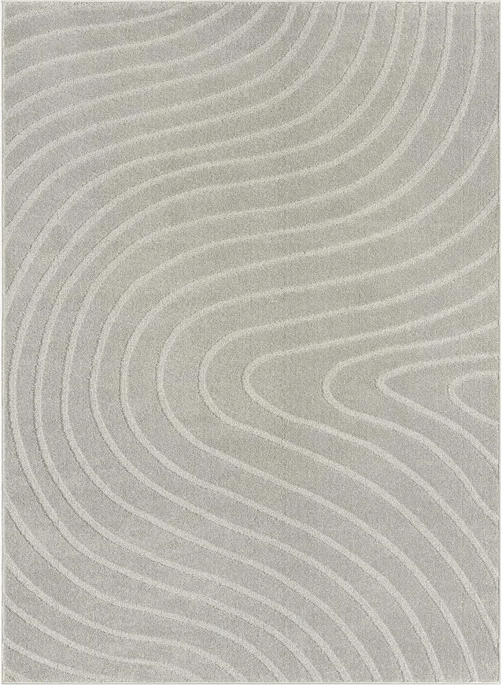 LUXE WEAVERS Modern Geometric Wave Gray 9x12 Area Rug