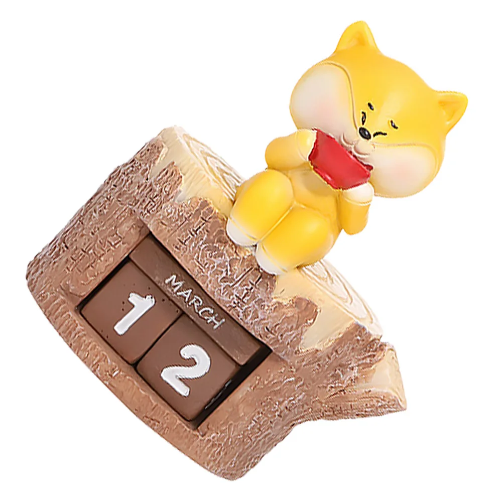 

Time Elf Ornaments Desk Calendar Table Decor Accessory Lovely Resin Desktop Cartoon Adorable Office