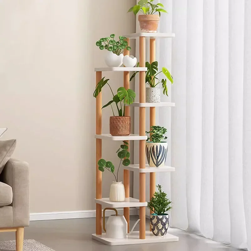 Wood Light Plant Stand Multi Tiered Luxury Backdrop Corner Plant Stand Garden Shelves Holder L Macetero Madera Balcony Furniture