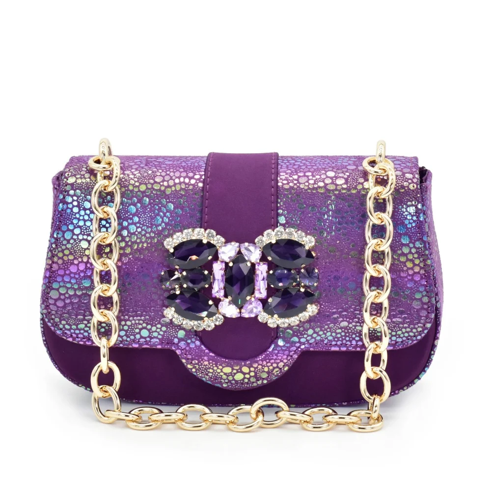 New Fashion Nigerian Banquet Shoes and Bag Set Rhinestone Ladies Matching Shoes and Bag High Heel for Weddings and Parties - Image 4
