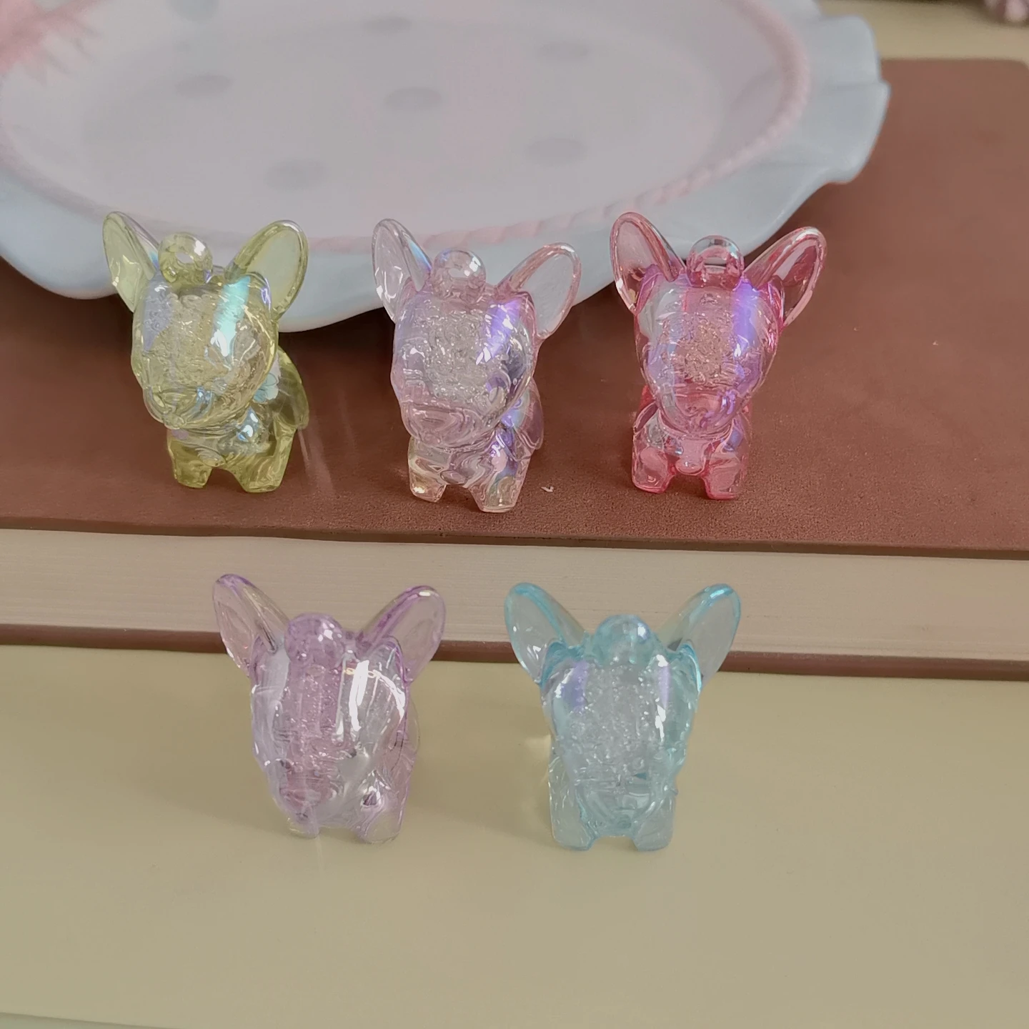 Mixed Color Acrylic Beads Cute Dog Shape Transparent Charms Pendant For Jewelry Making Bracelet Earring Diy Accessories