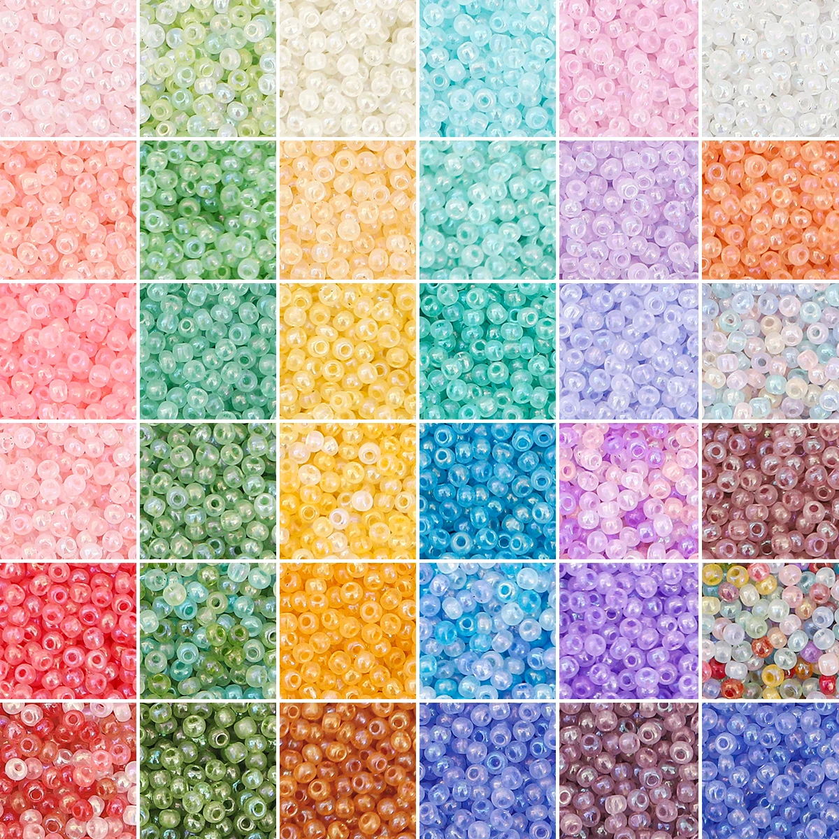 2/3/4mm Cream Cloud Fantasy Glass Rice Beads for DIY Necklace, Bracelet, Earrings 0.8mm/1.5mm Hole 10g/Bag (660/220/100pcs)