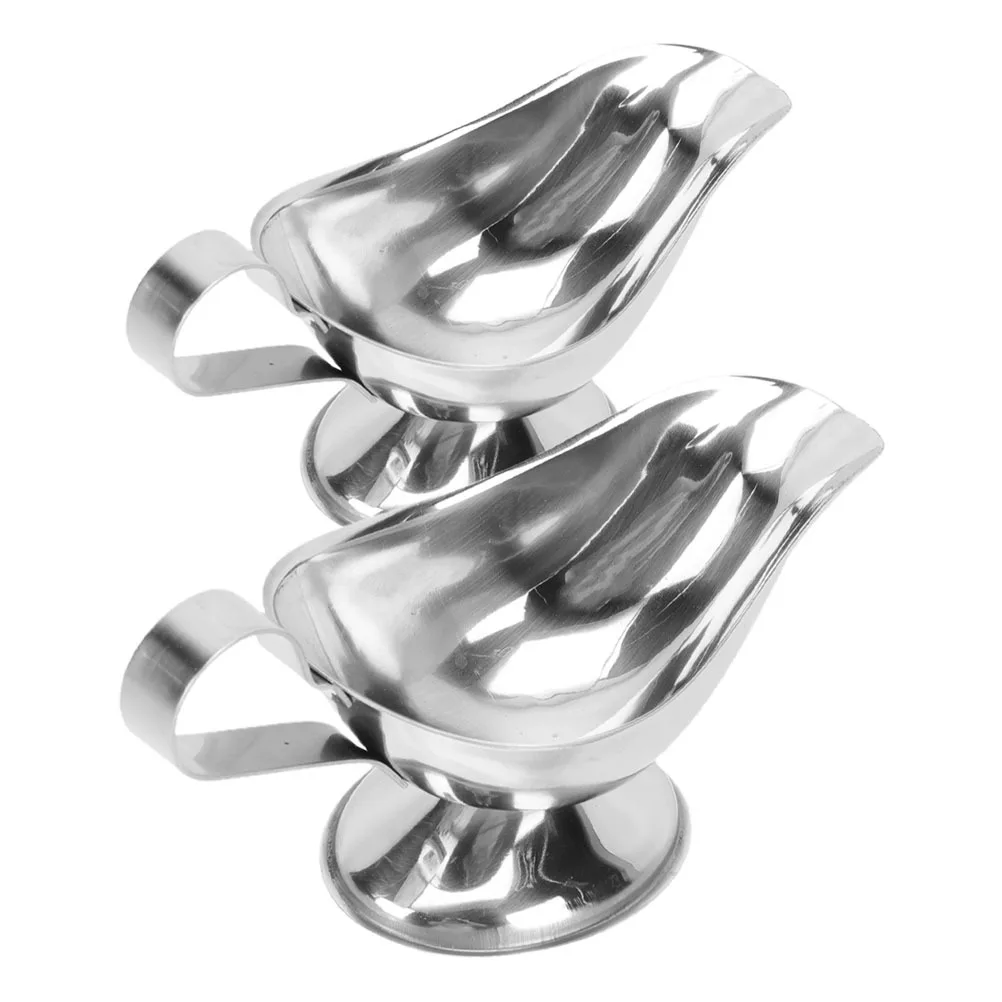 

2Pcs Stainless Steel Sauce Pitcher Small Creamer Jug for Dining Table Restaurant Maple Syrup Gravy Serving Boat Coffee Milk