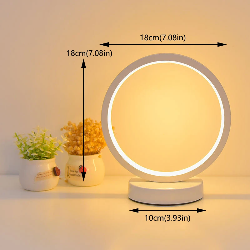 Bedroom Decoration Desk Lamp 18cm/30cm Switch Dimming Reading Book Lights LED Night Light Minimaliste Ring Bedside Table Lamp