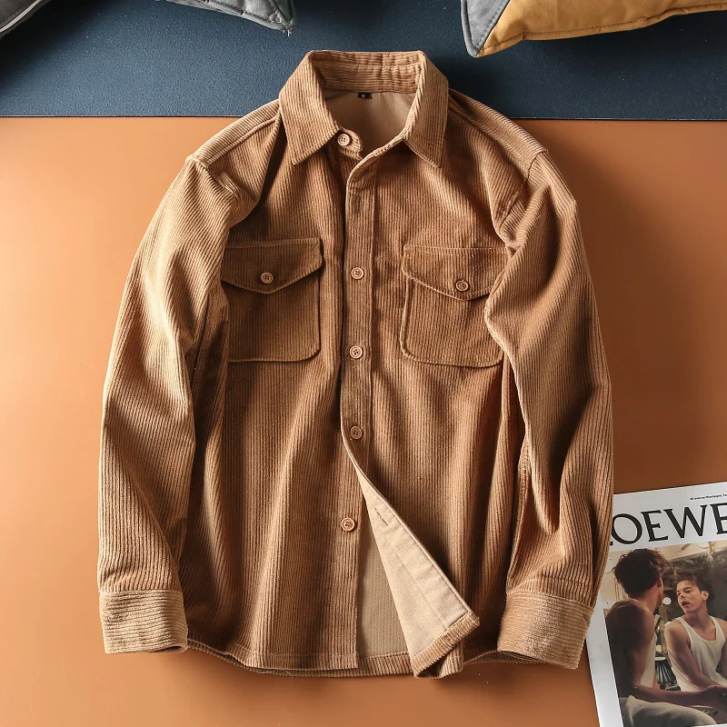 

American Sle Men's Workwear irt Jaet Casual Turn-down Collar Heavyweight New Arrival Spring Stand Fit Long Sve