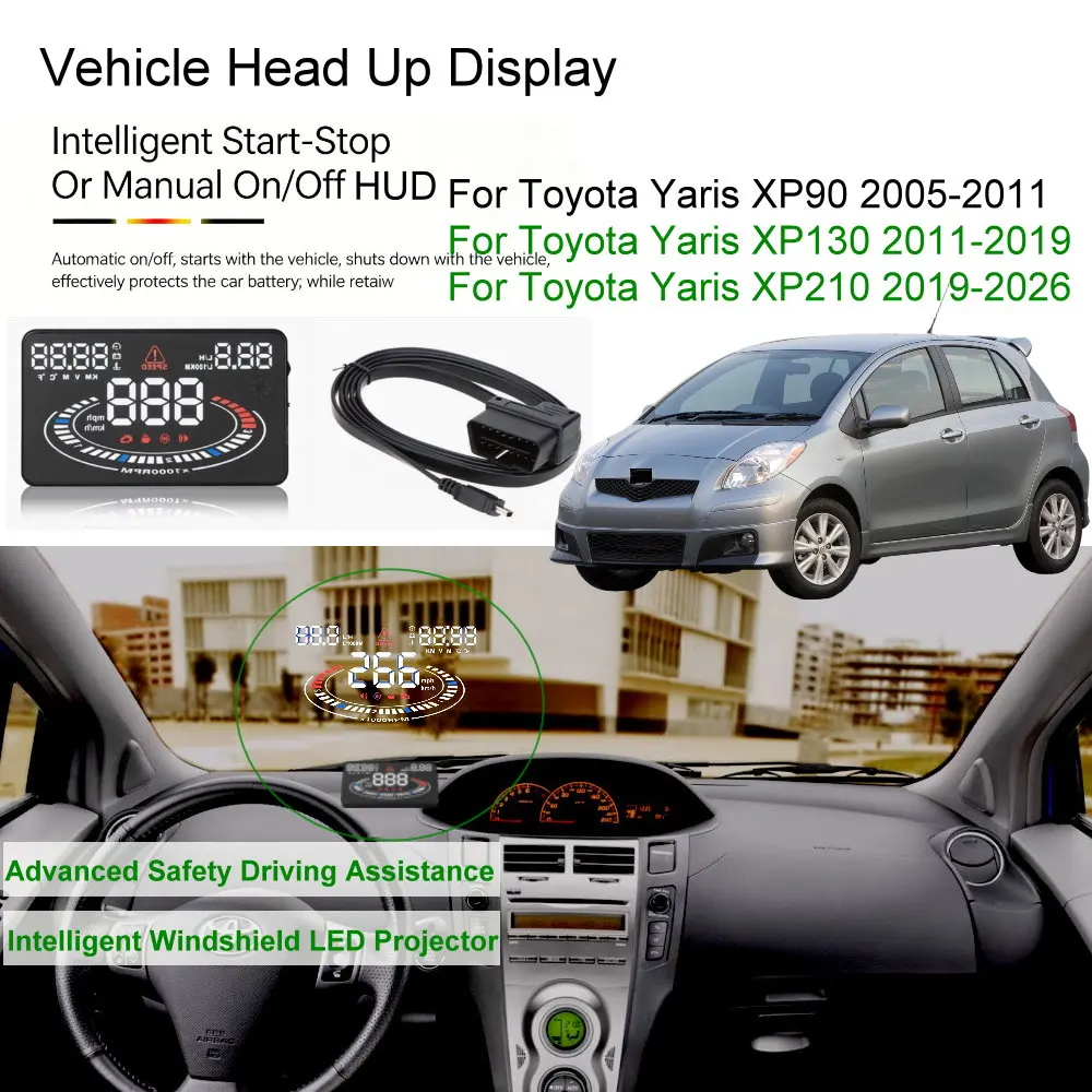 Car HUD Head Up Display For Toyota Yaris XP90 2005-2011 XP130 2012-2019 XP210 2020-2026 Auto Electronics Accessories view 3