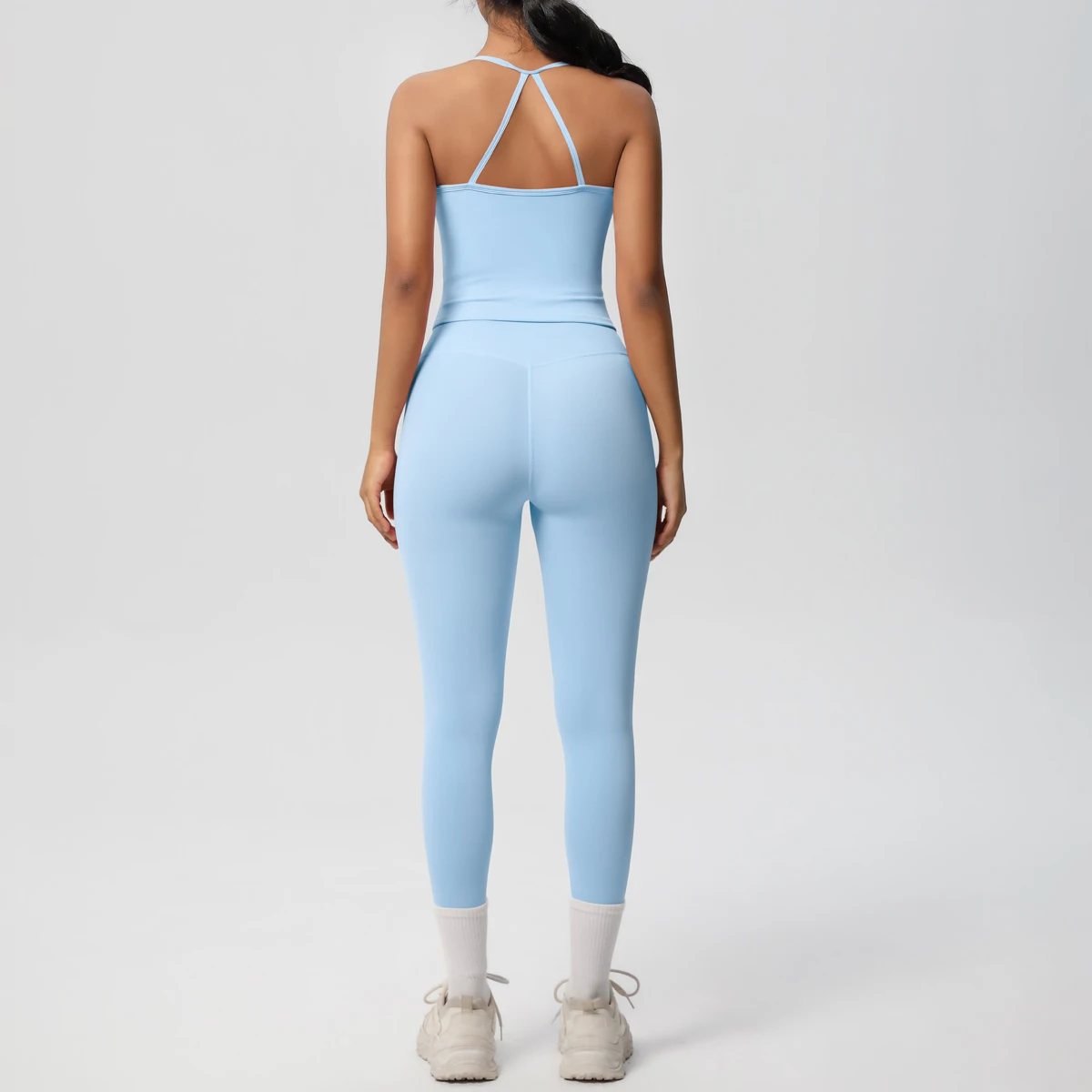 Halter Yoga Top Set Fitness Gym Anzug Training Ärmellose Sport Gym Tops Crossover Zurück Sport Unterwäsche Bauch-steuer Abnehmen – Detail 35
