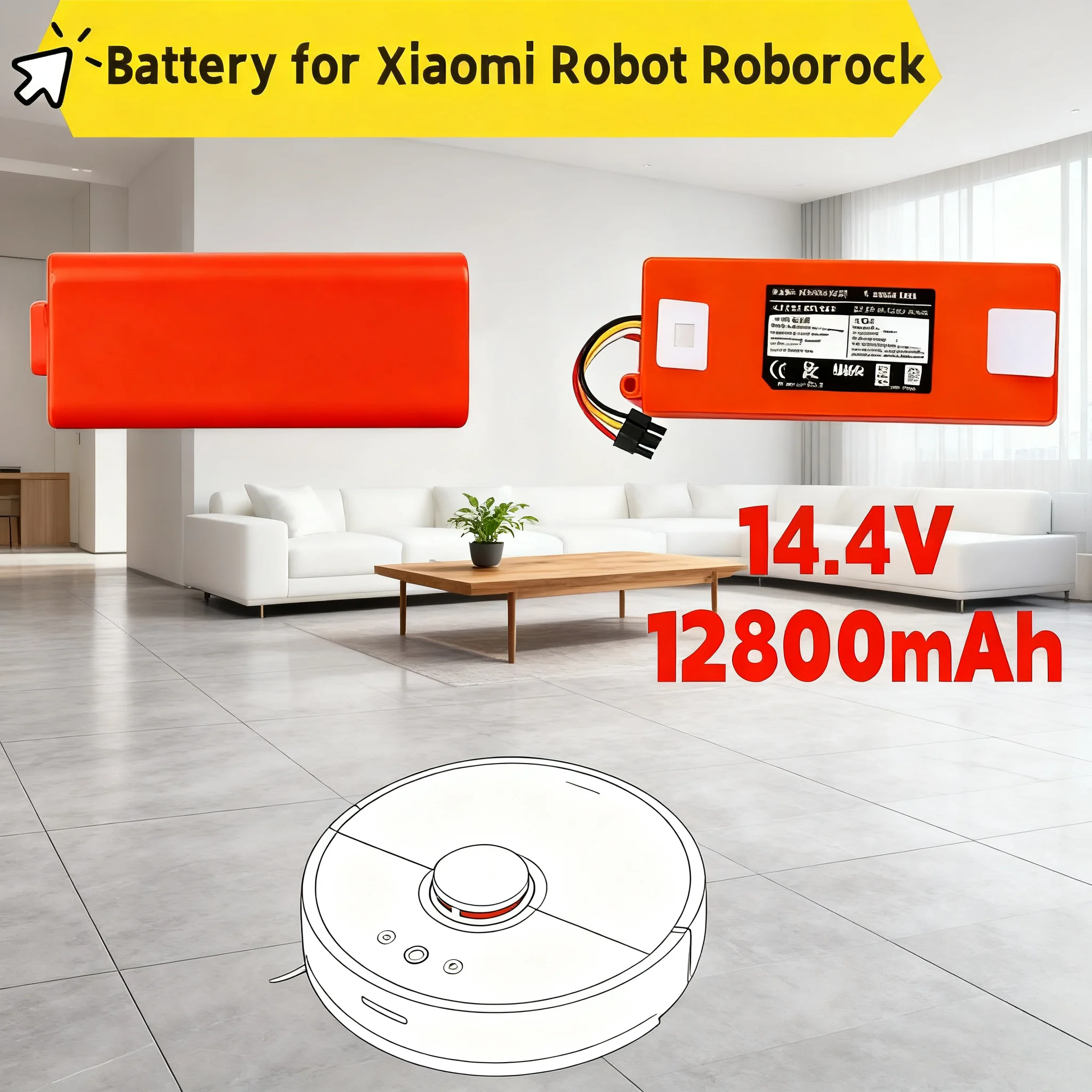 

Genuine Replacement Battery BRR-2P4S-5200D for XIAOMI 1S 1ST Roborock SDJQR01RR Sweeping Mopping Robot Vacuum
