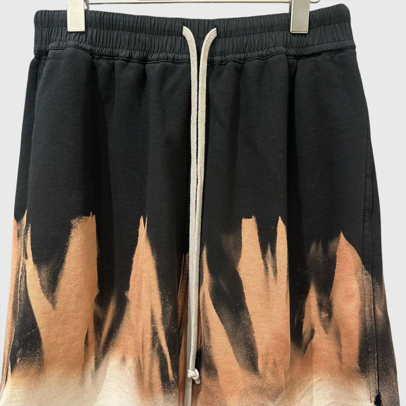 Dark RO Style High Street Elastic Waist Men's Casual Shorts High Street Style Tie Dye Washed Frayed Shorts Hip-hop Style Shorts