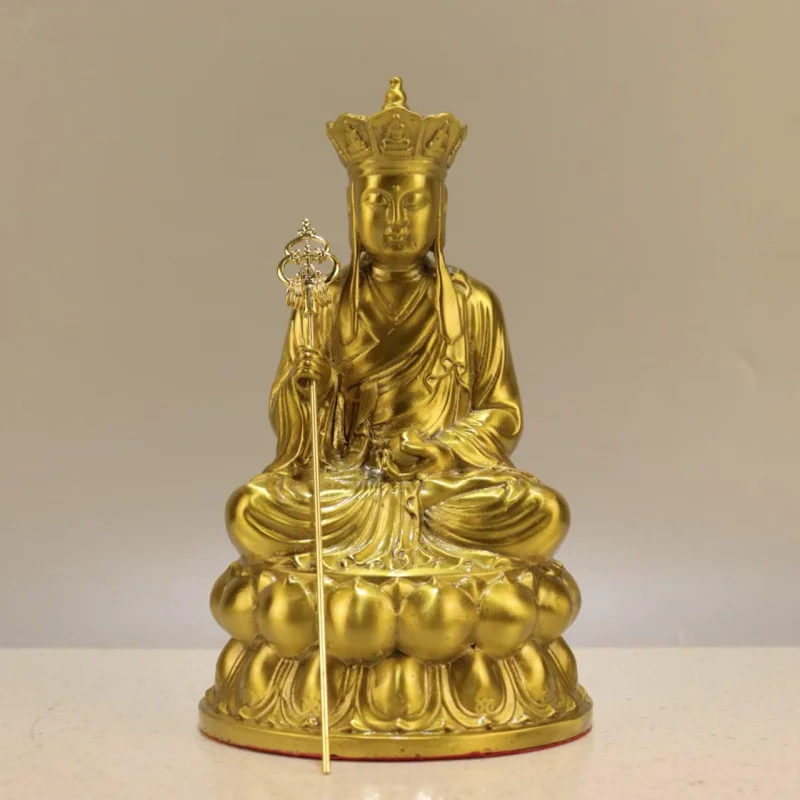 

Brass Ornament Copper Sitting Ksitigarbha Bodhisattva Lotus Ksitigarbha Home Decoration Worship Gift Craft Jiuhuashan Buddha Sta