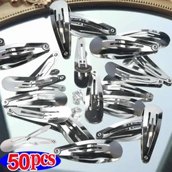 1-50pcs Simple Silver Bobby Pin BB Snap Hairpins Clip Base DIY Handmade Barrettes Styling Tools Y2K Women Girls Hair Accessories