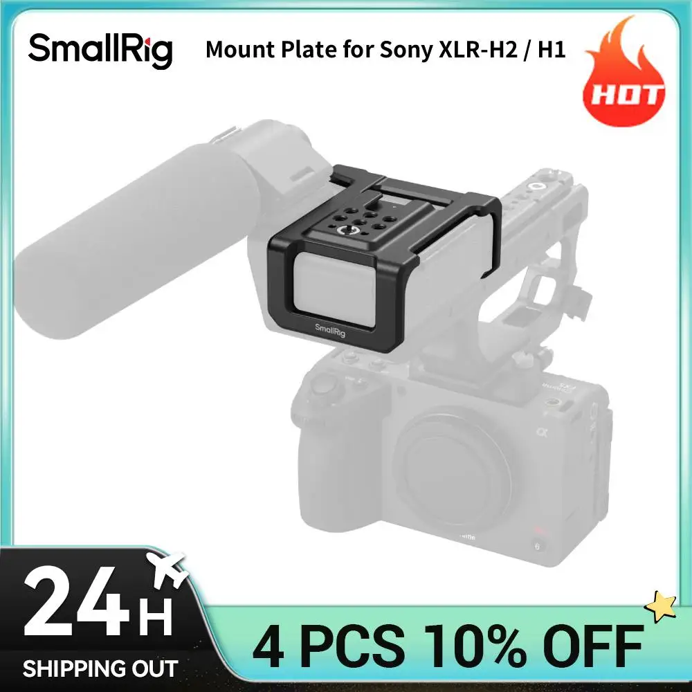 placa de montaje smallrig para sony xlr-h2  h1 con orificios roscados de 14-20 y soportes de zapata fria para mango sony xlr 6925