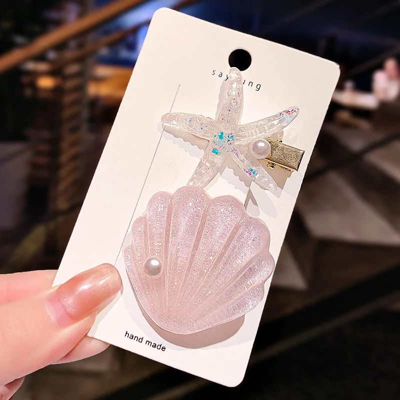 

Vacation Style Ocean Shell Starfish Hair Clip Fun And Cute Children's Headwear Exquisite And Fresh Girl's Bangs Clip