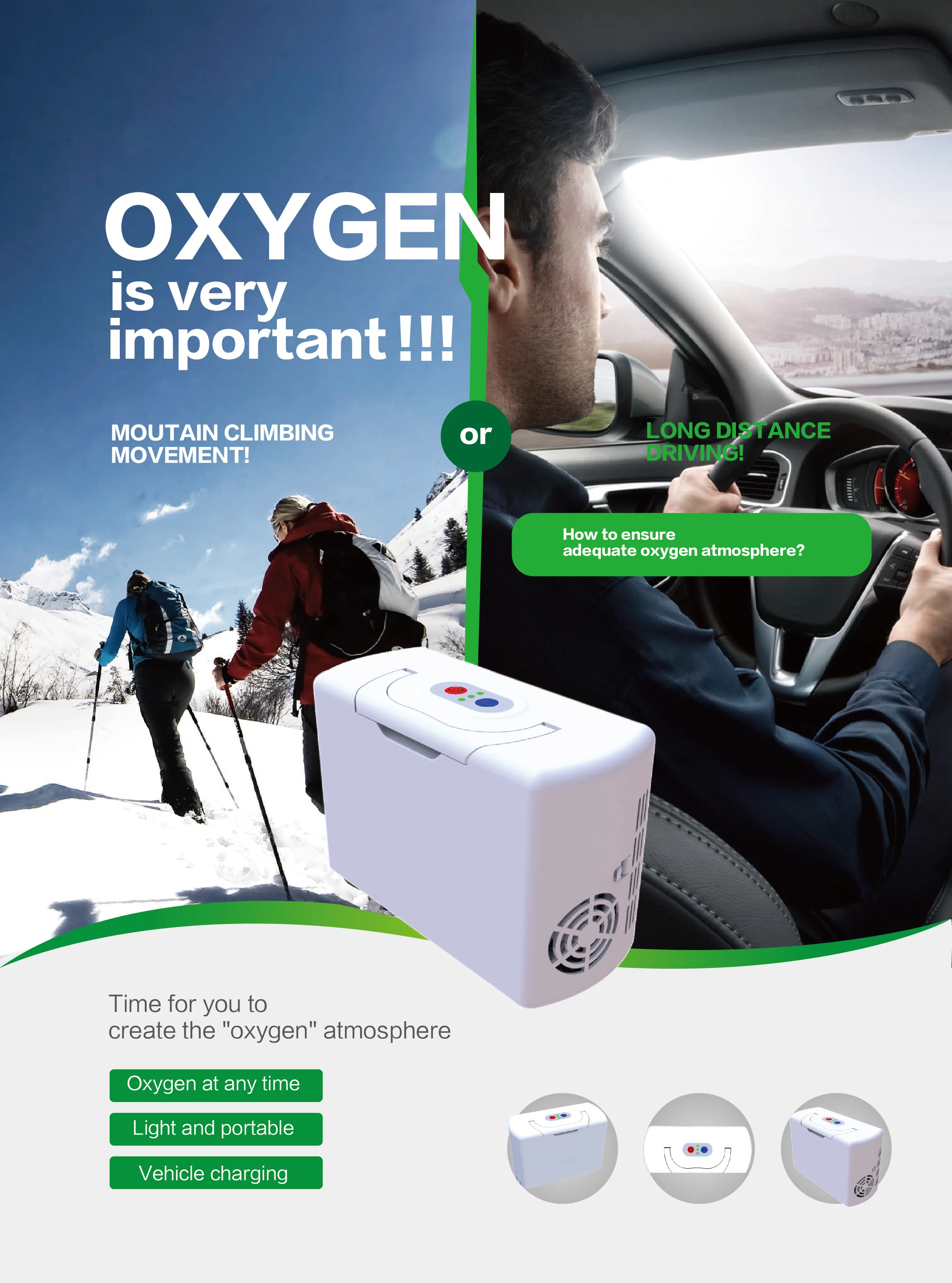 COXTOD 2 Batteries Oxygen Concentrator Portable Oxygen Generator Car Vehicle Power Oxygen Bar