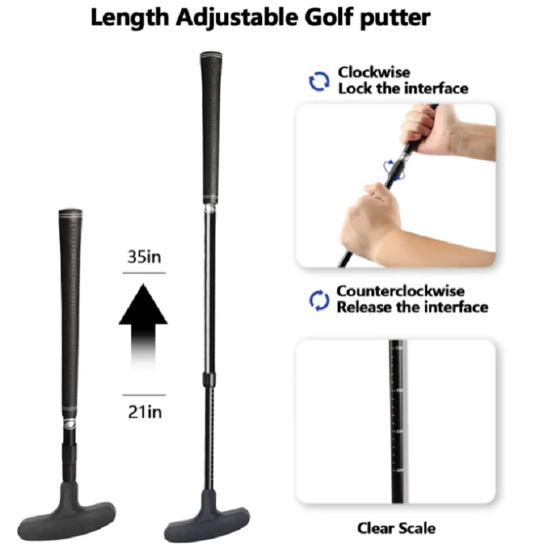 Mini Golf Putter for Kids and Womens Mini Golf Clubs Set - Two-Way Adjustable Length putters with 5 Golf Practice Ball